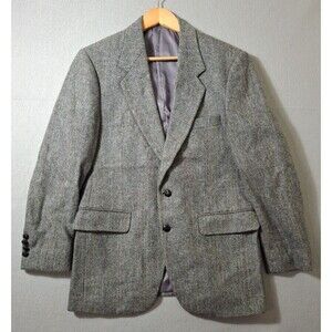 Joe Namath Men's Tweed Sport Coat Blazer 40R Herringbone Grey Tweed Wool